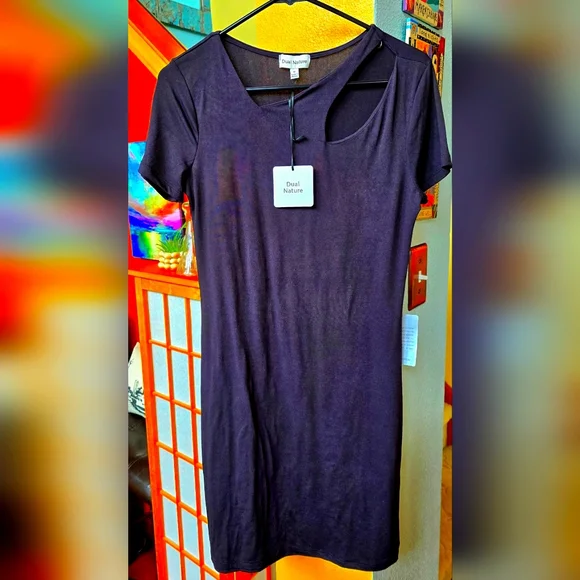 NWT Dual Nature tee-shirt w/ cut-out dress in eggplant size medium - Picture 1 of 9